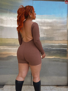 "SCULPTED MAMI BACKLESS ROMPER"